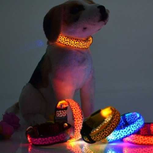 Leopard Print Design Flashing LED Pet Collar