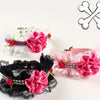 Leather Floral Lace Rhinestone Pet Collar